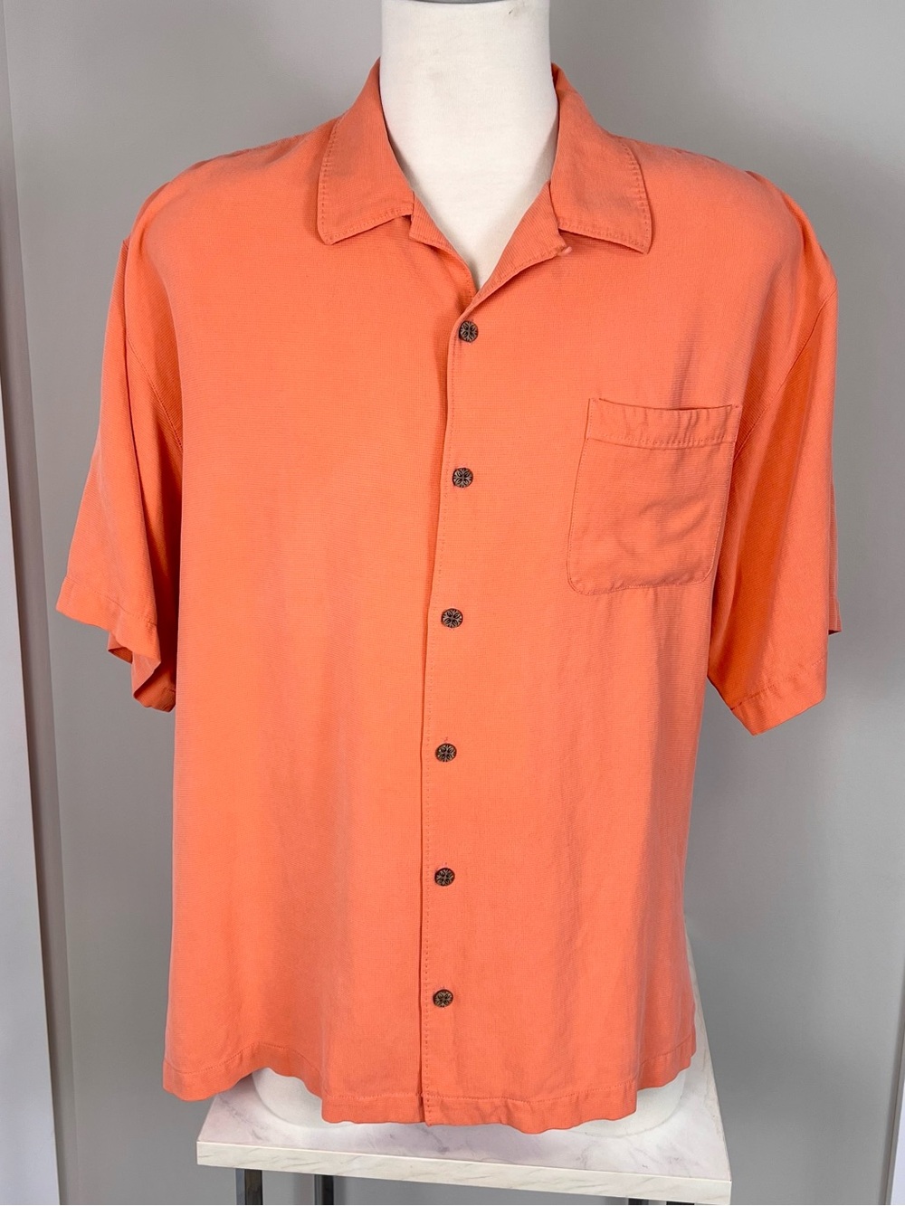 Tommy Bahama Coral Orange Short Sleeve Button Down Shirt
